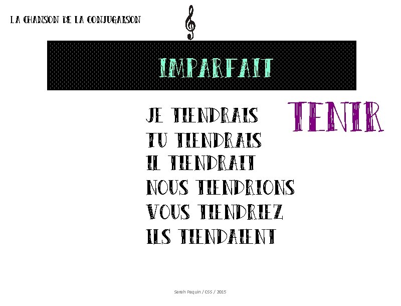 La chanson de la conjugaison imparfait tenir Je tiendrais Tu tiendrais il tiendrait nous