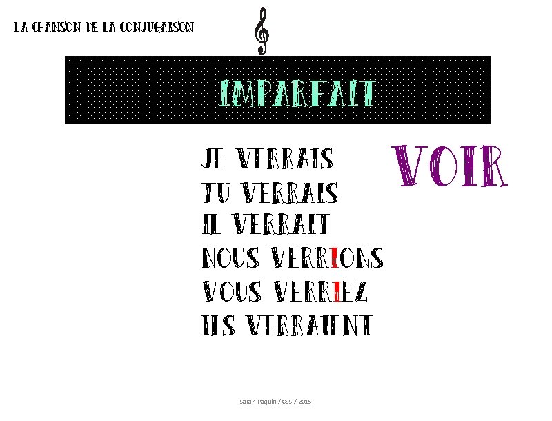 La chanson de la conjugaison imparfait Je verrais Tu verrais il verrait nous verrions