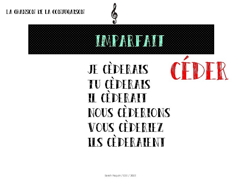 La chanson de la conjugaison imparfait Je cèderais Tu cèderais il cèderait nous cèderions