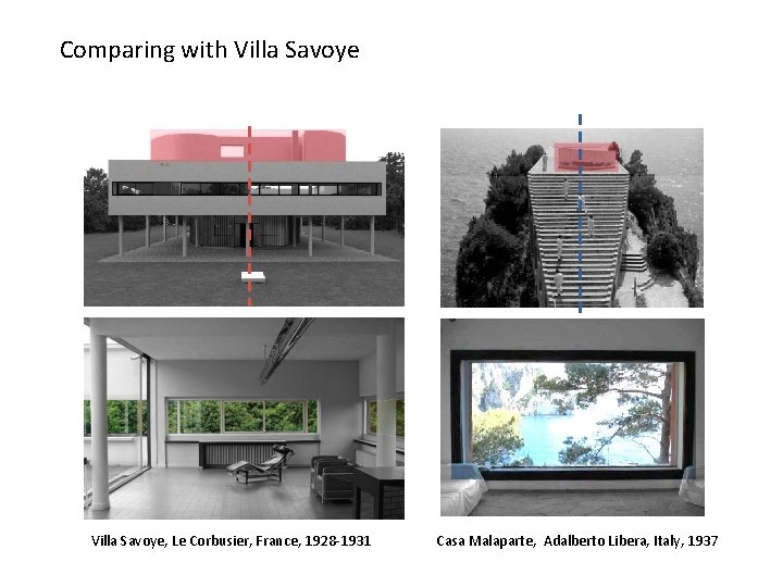 Comparing with Villa Savoye, Le Corbusier, France, 1928 -1931 Casa Malaparte, Adalberto Libera, Italy,