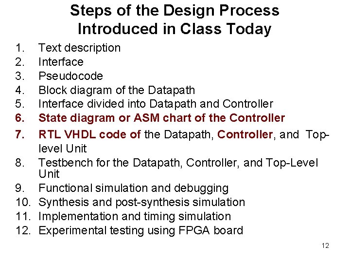 Steps of the Design Process Introduced in Class Today 1. 2. 3. 4. 5.