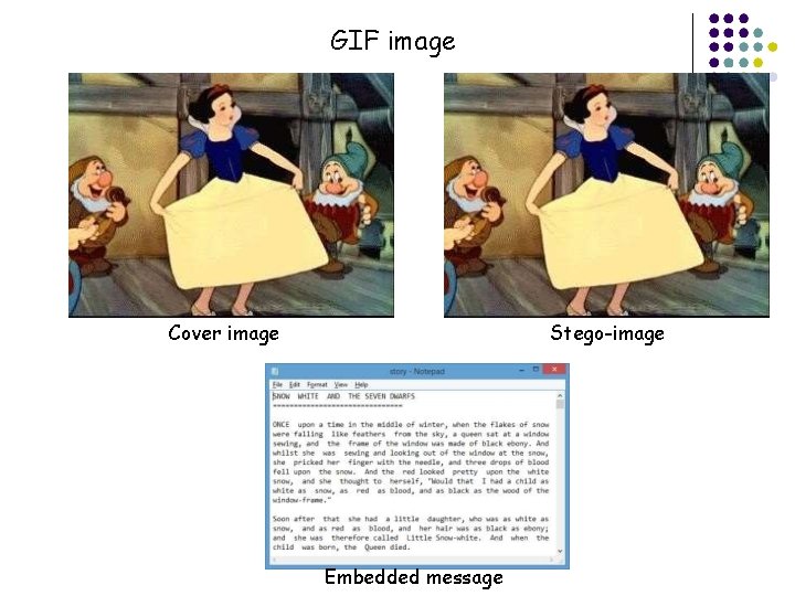 GIF image Cover image Stego-image Embedded message 