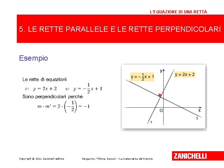 L’EQUAZIONE DI UNA RETTA 5. LE RETTE PARALLELE E LE RETTE PERPENDICOLARI Esempio Copyright