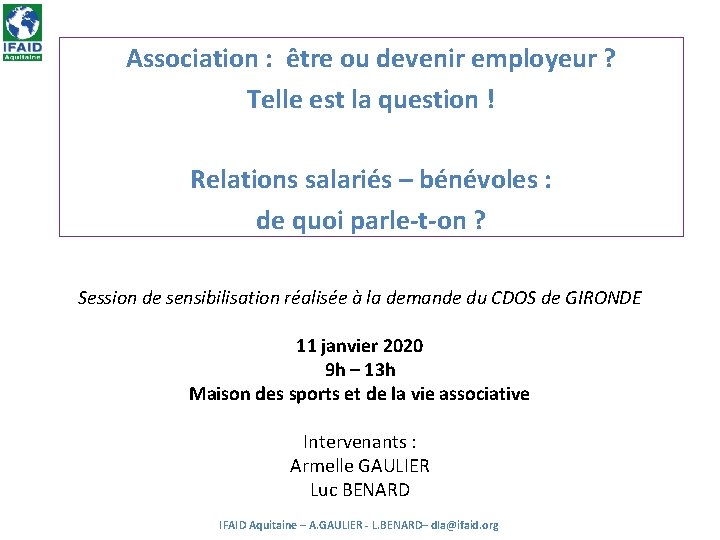 Association : être ou devenir employeur ? Telle est la question ! Relations salariés