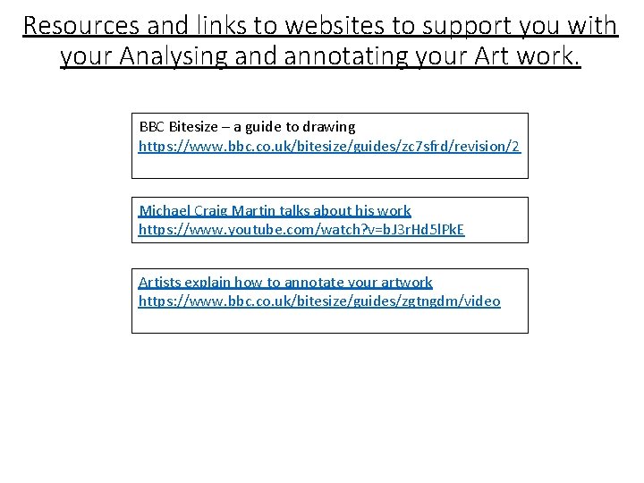 Resources and links to websites to support you with your Analysing and annotating your