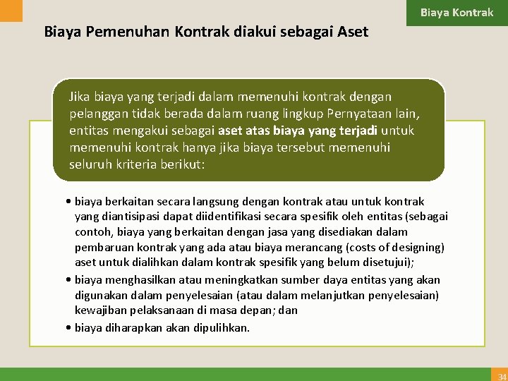 Biaya Kontrak Biaya Pemenuhan Kontrak diakui sebagai Aset Jika biaya yang terjadi dalam memenuhi