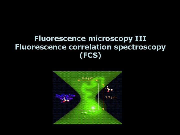 Fluorescence microscopy III Fluorescence correlation spectroscopy (FCS) 