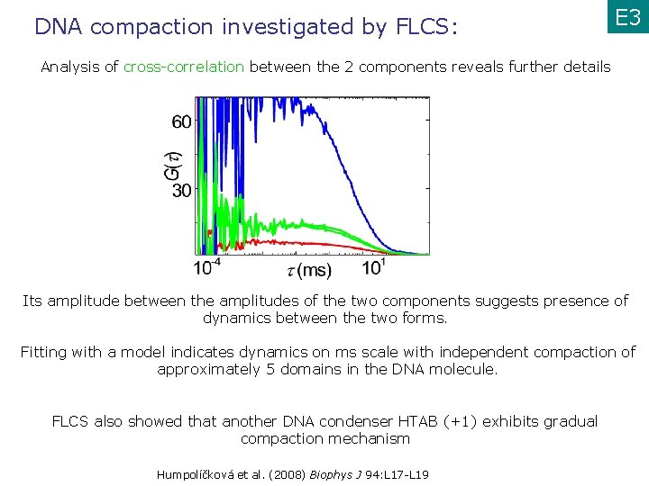 DNA compaction investigated by FLCS: E 3 Analysis of cross-correlation between the 2 components