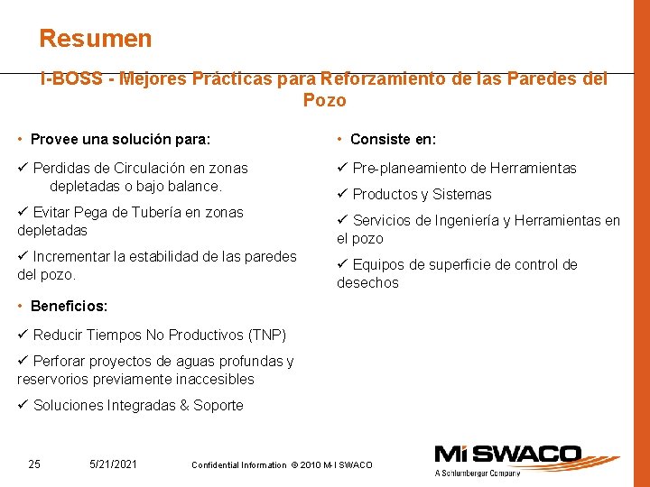 Resumen I-BOSS - Mejores Prácticas para Reforzamiento de las Paredes del Pozo • Provee