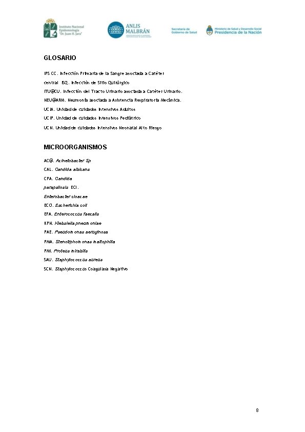 GLOSARIO IPS CC: Infección Primaria de la Sangre asociada a Catéter central ISQ: Infección