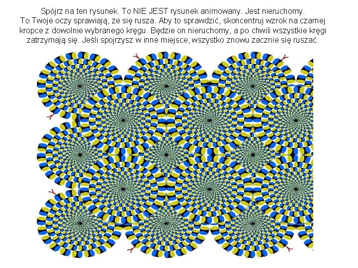 Spójrz na ten rysunek. To NIE JEST rysunek animowany. Jest nieruchomy. To Twoje oczy