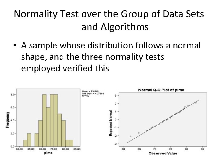 Normality Test over the Group of Data Sets and Algorithms • A sample whose
