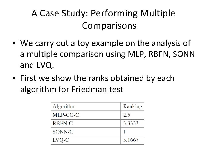 A Case Study: Performing Multiple Comparisons • We carry out a toy example on