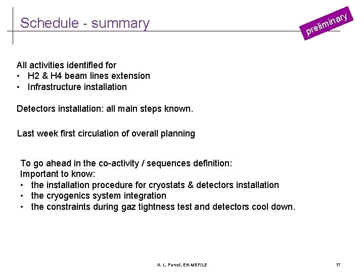 ry ina m i l e Schedule - summary pr All activities identified for ry ina m i l e Schedule - summary pr All activities identified for
