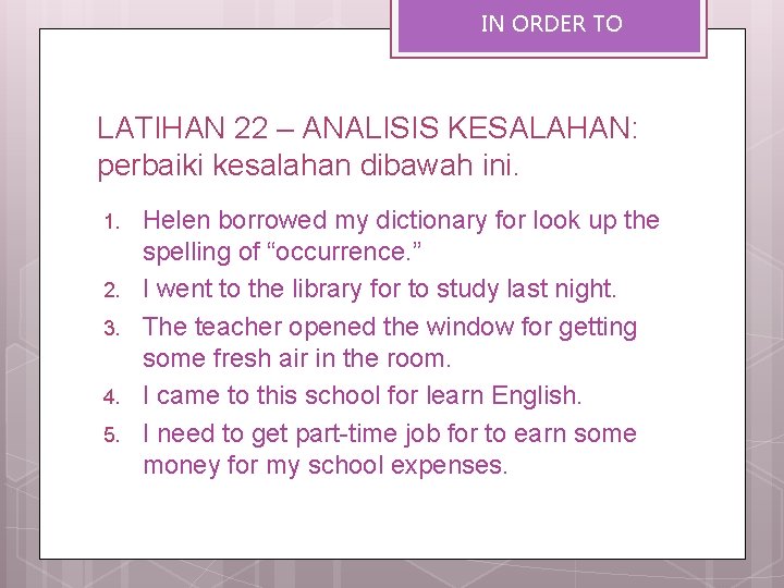 IN ORDER TO LATIHAN 22 – ANALISIS KESALAHAN: perbaiki kesalahan dibawah ini. 1. 2.