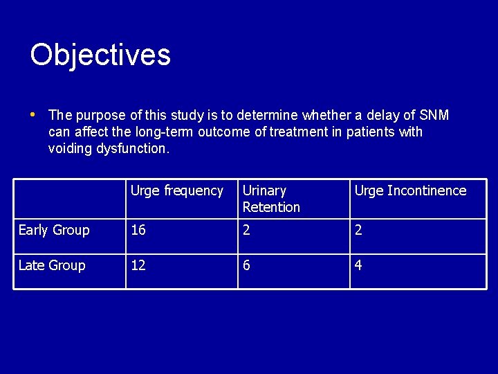 Objectives • The purpose of this study is to determine whether a delay of