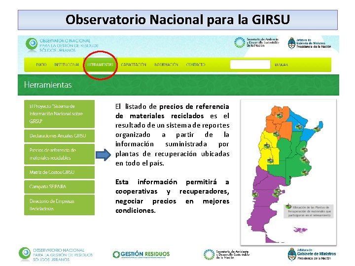 Observatorio Nacional para la GIRSU El listado de precios de referencia de materiales reciclados