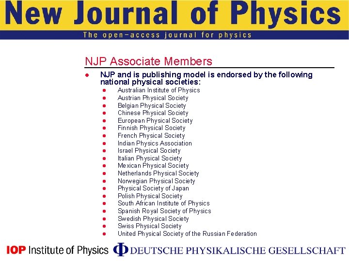 NJP Associate Members l NJP and is publishing model is endorsed by the following