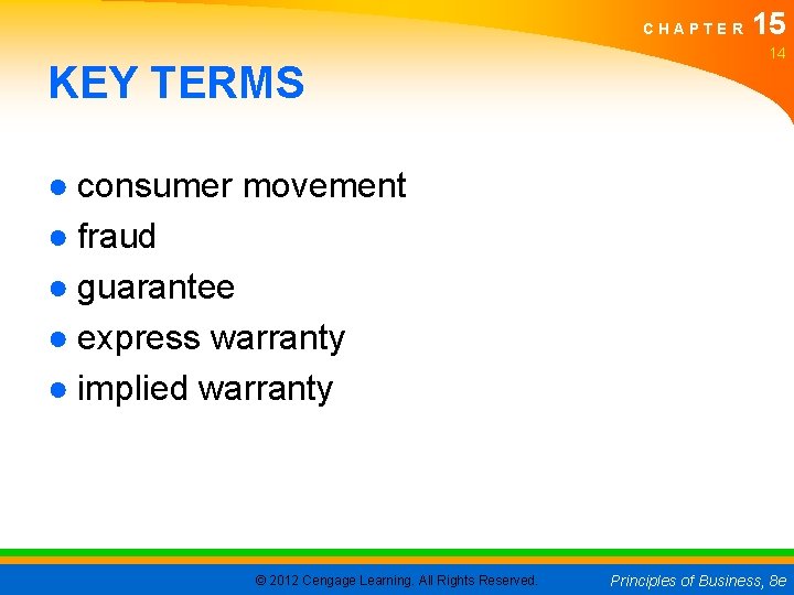 CHAPTER KEY TERMS 15 14 ● consumer movement ● fraud ● guarantee ● express