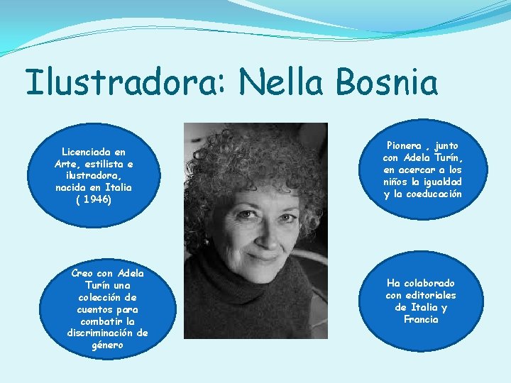 Ilustradora: Nella Bosnia Licenciada en Arte, estilista e ilustradora, nacida en Italia ( 1946)