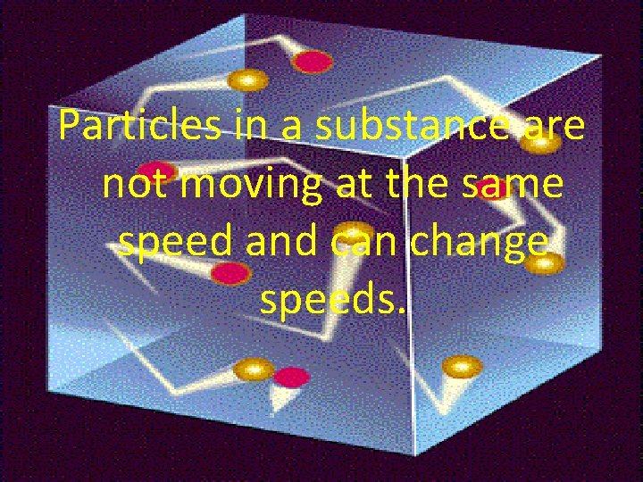 Particles in a substance are not moving at the same speed and can change