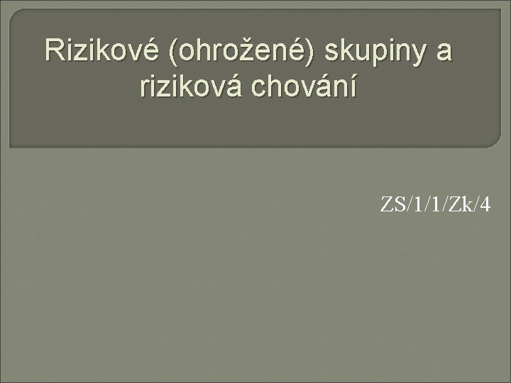 Rizikové (ohrožené) skupiny a riziková chování ZS/1/1/Zk/4 