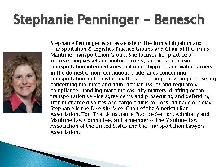 Stephanie Penninger - Benesch Stephanie Penninger is an associate in the firm’s Litigation and