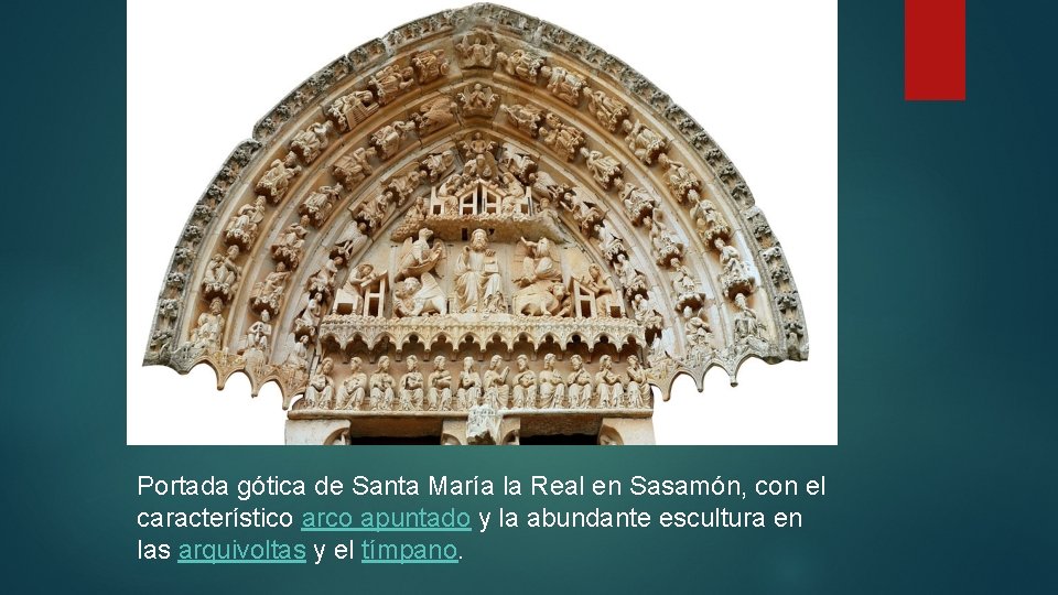 Portada gótica de Santa María la Real en Sasamón, con el característico arco apuntado