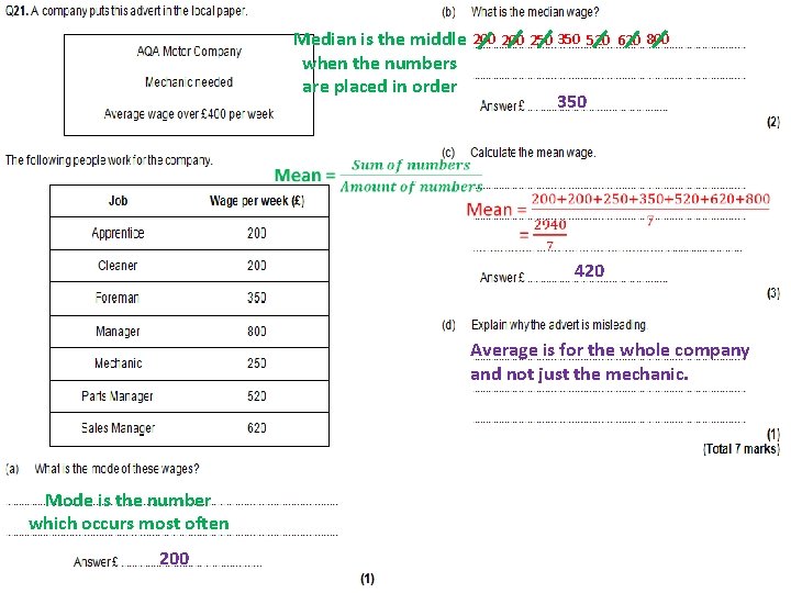 Median is the middle 200 250 350 520 when the numbers are placed in