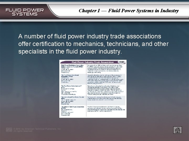 Chapter 1 — Fluid Power Systems in Industry A number of fluid power industry