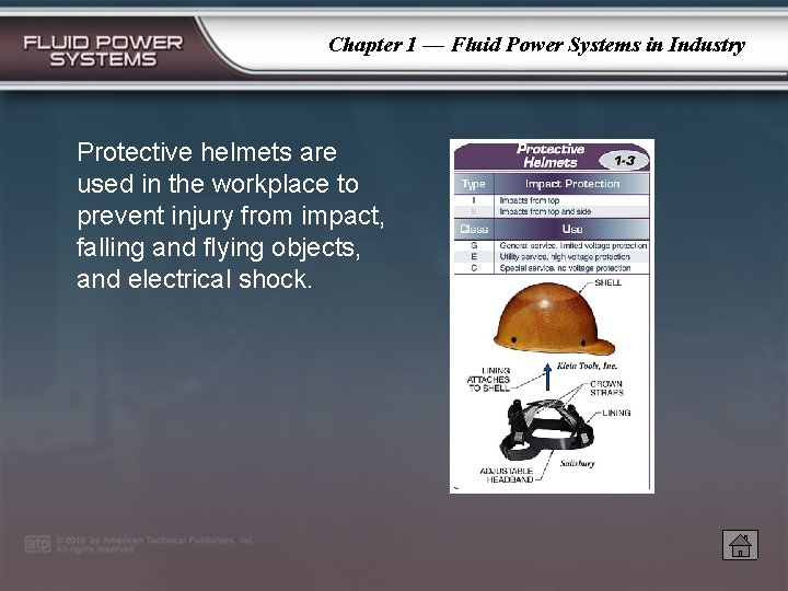 Chapter 1 — Fluid Power Systems in Industry Protective helmets are used in the