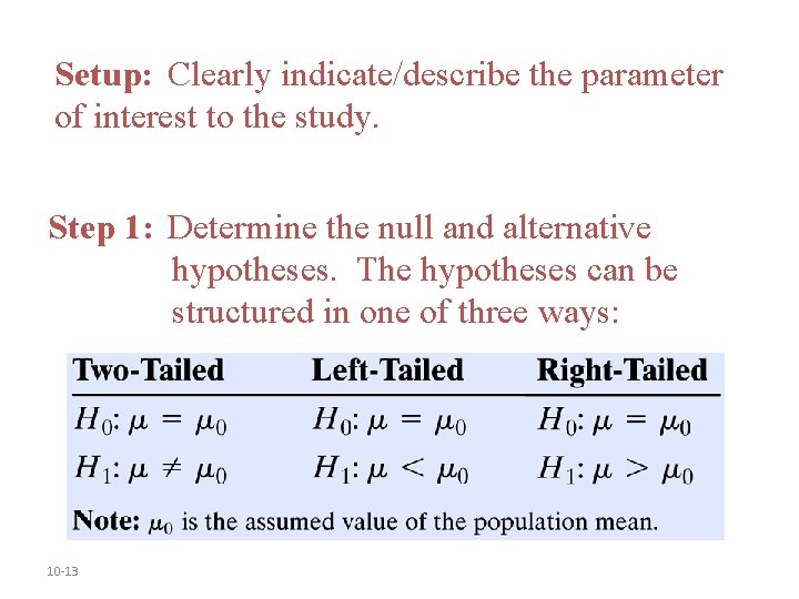 Setup: Clearly indicate/describe the parameter of interest to the study. Step 1: Determine the Setup: Clearly indicate/describe the parameter of interest to the study. Step 1: Determine the