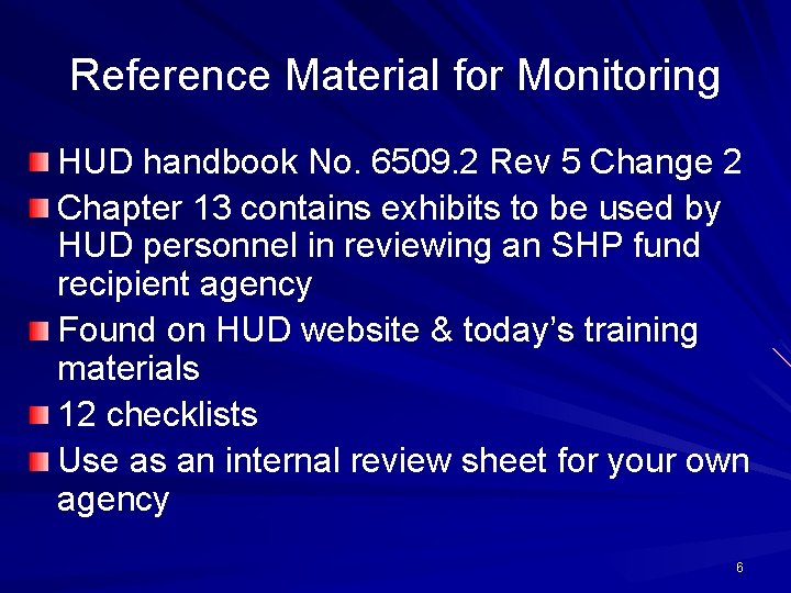 Reference Material for Monitoring HUD handbook No. 6509. 2 Rev 5 Change 2 Chapter