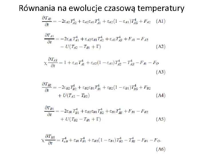 Równania na ewolucje czasową temperatury 