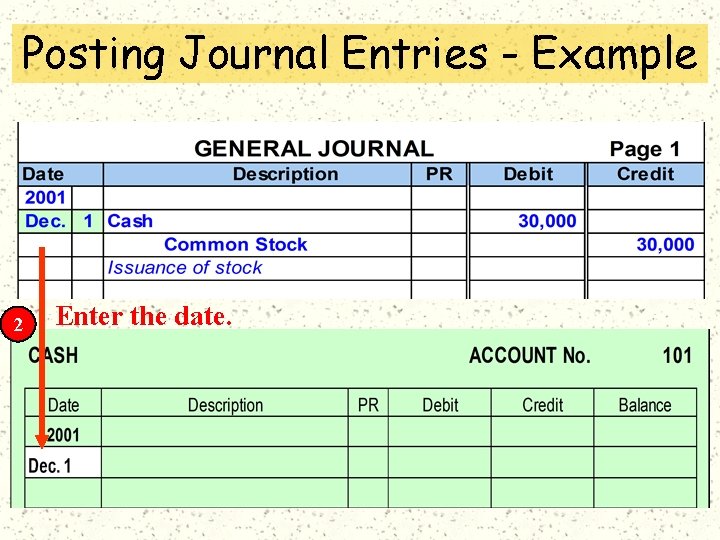 Posting Journal Entries - Example 2 Enter the date. 