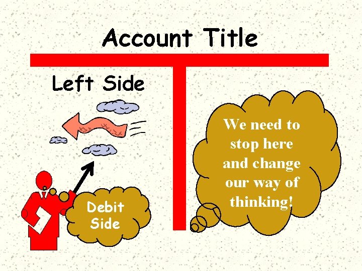 Account Title Left Side Debit Side We need to stop here and change our