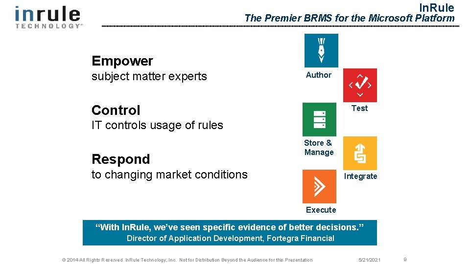 In. Rule The Premier BRMS for the Microsoft Platform Empower subject matter experts Author