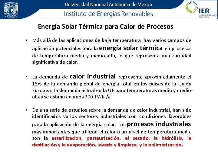 Energía Solar Térmica para Calor de Procesos • Más allá de las aplicaciones de