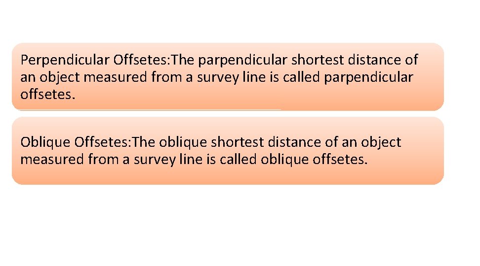 Perpendicular Offsetes: The parpendicular shortest distance of an object measured from a survey line