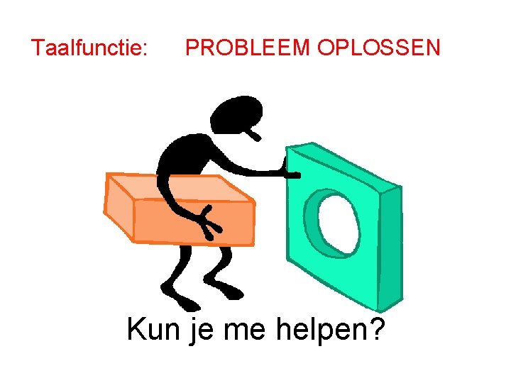 Taalfunctie: PROBLEEM OPLOSSEN Kun je me helpen? 