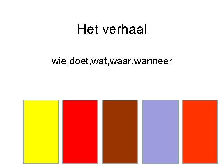 Het verhaal wie, doet, waar, wanneer 