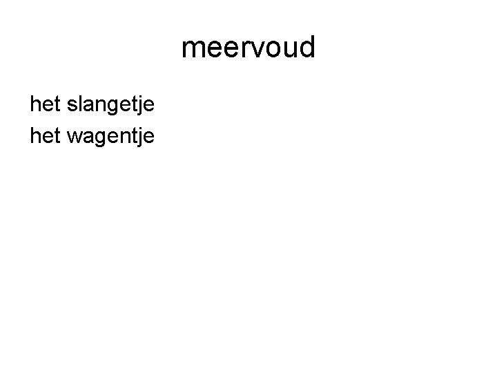 meervoud het slangetje het wagentje 