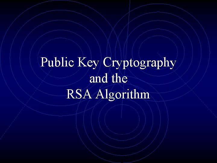 Public Key Cryptography and the RSA Algorithm 