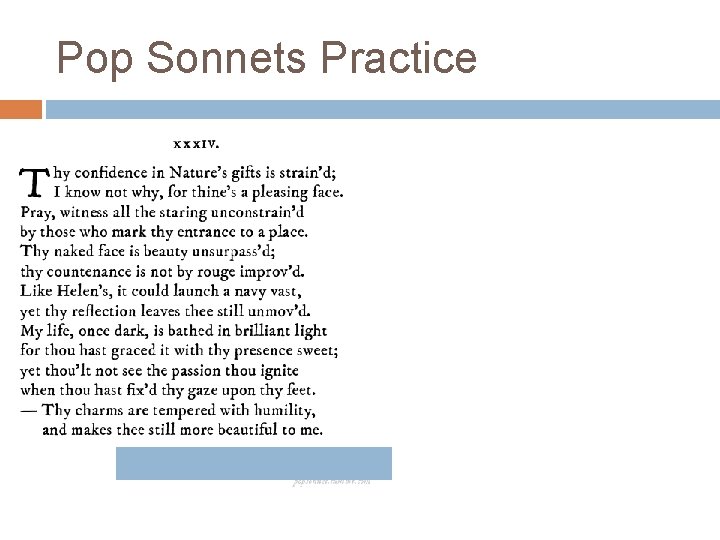 Pop Sonnets Practice Pop Sonnets Practice