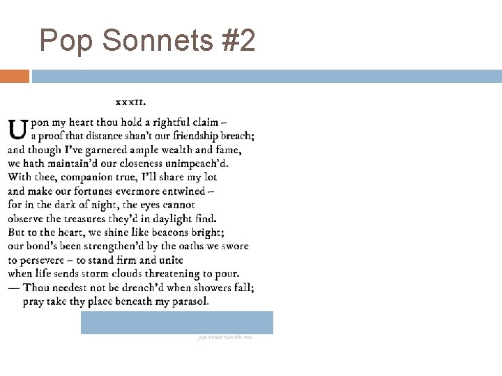 Pop Sonnets #2 Pop Sonnets #2