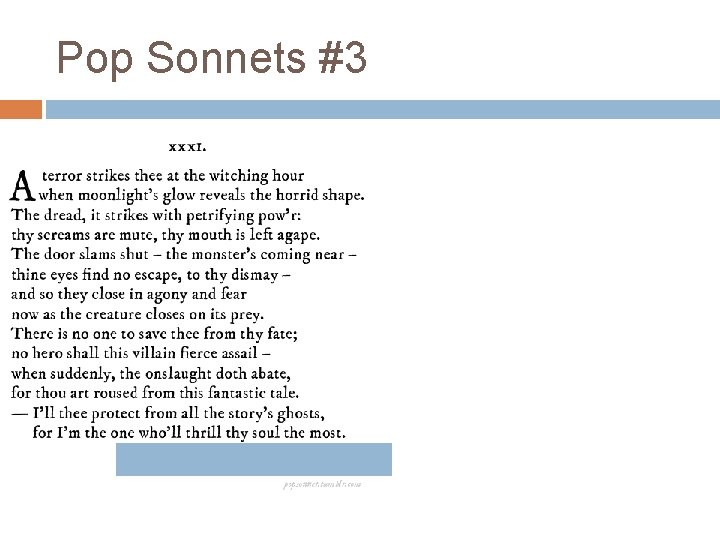 Pop Sonnets #3 Pop Sonnets #3