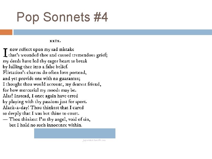 Pop Sonnets #4 Pop Sonnets #4