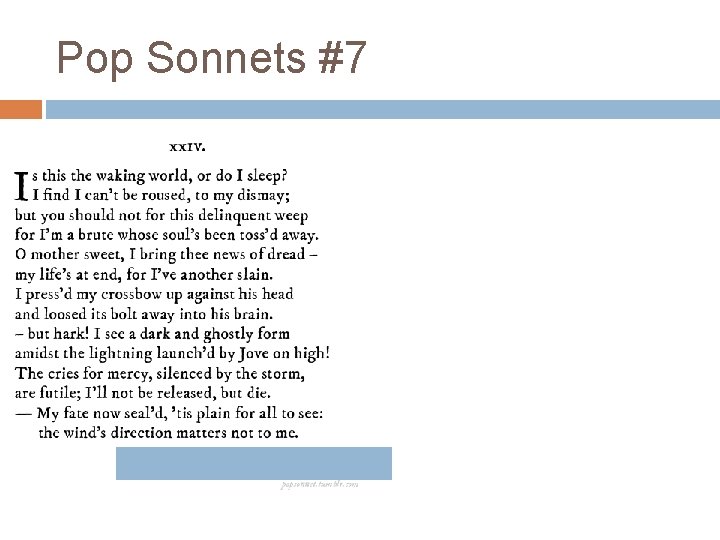 Pop Sonnets #7 Pop Sonnets #7
