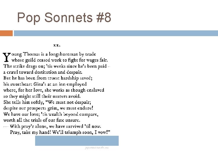 Pop Sonnets #8 Pop Sonnets #8