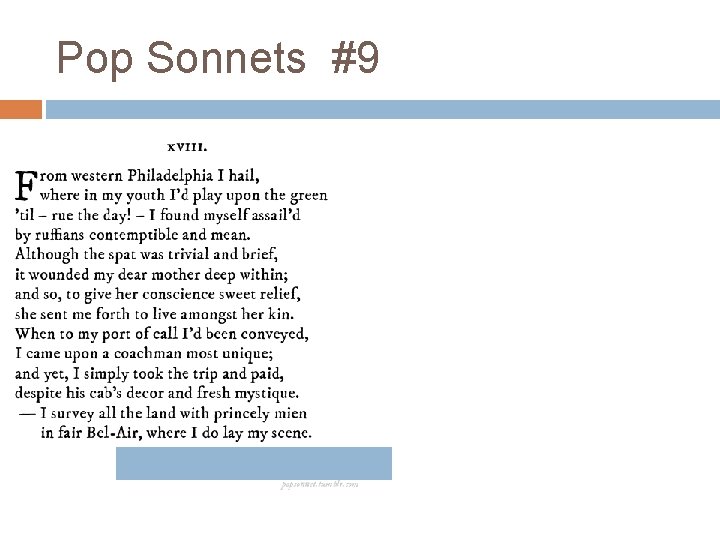 Pop Sonnets #9 Pop Sonnets #9